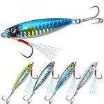 TRUSCEND Fishing Spinner Lures, Spoons Jigging Lures for Pike Mackerel Cod Trout Perch, Bass Lures Sea Fishing Accessories, Multi-Function Metal Blade Baits, Surf Fishing Lure with Tail Spinners