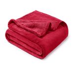 Exclusivo Mezcla Fleece Blanket for Bed, Super Soft and Warm Red Twin Size Blankets, All Season Use, Cozy, Plush, Lightweight, 60x80 Inches