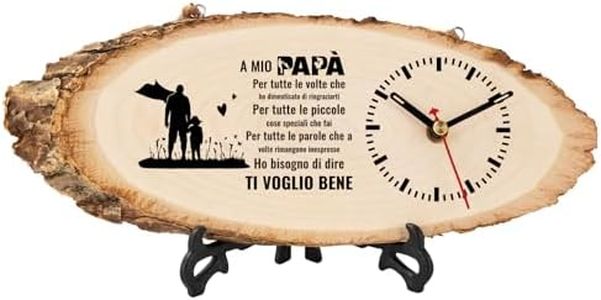Tulolvae Regalo Papà Compleanno, Orologio in Legno per Papa da Figlia, Natale Festa del Papa Idee Originali Idee Regali per Papa 12 * 4 Pollici