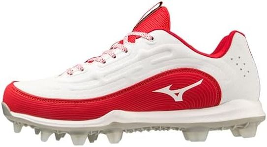 Mizuno Women's Finch Elite 6 Low TPU Softball Cleat, White-RED, 7.5