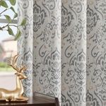 Lazzzy Gray Damask Full Blackout Curtains 63 Inch Length, Grey Floral Vintage Medallion Pattern Room Darkening Drapes for Bedroom, Back Tab Thermal Insulated Window Treatments Sets, 2 Panels