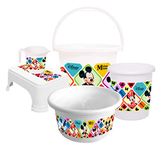 Kuber Industries Disney Mickey Minnie Print 5 Piece Bathroom Set (White)-KUBMARTS15274 -HS_35_KUBMARTS17970