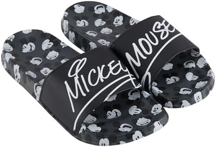 Disney Mens Mickey Mouse Slide Sandals - Mickey Mouse Shoes - Mickey, Minnie, Goofy, Donald, and Daisy Slides, Black, 12-13