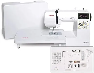 Janome JW8100 Fully-Featured Computerized Sewing Machine with 100 Stitches, 7 Buttonholes, Hard Cover, Extension Table and 22 Accessories