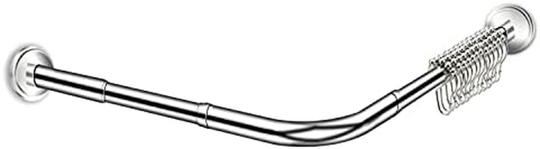 Begleri L Asta per Tenda per Doccia, Asta per Tenda per Doccia Non Forata, Asta telescopica in Acciaio Inossidabile, (75-95 cm) * (110-170 cm)