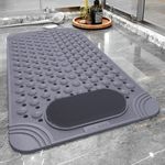 Hedrix Shower Mat Non Slip - Bath Mat with a Drain Hole and Suction Cups to Keep Floor Clean, Shower Foot Scrubber Massage Mat (Grey)