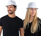 Dress Up America Fedora Hat - Black Fedora for Men and Women - Trilby Costume Hat for Adults - Available in Black and White