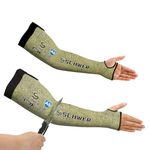 Schwer CORE Arm Protection Sleeves S081, ANSI A5 Cut Resistant Sleeves with Thumbhole, Flame Resistant Welding Sleeves for Work, Kitchen, Farmers Sleeves for Gardening Arm Guards for Biting