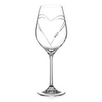 Diamante Swarovski White Wine Glass - 'Hearts' Hand Cut Design Embellished with Swarovski Crystals in Gift Box