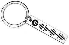 Wacky Personalized Spotify Code Steel Keychain Custom Music Spotify Scan Code Key Chain Valentine's Day Gift (Silver)