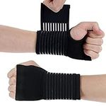 ACWOO Wrist Brace, 2 Pack Elastic Wrist Support with Strap, Adjustable Wrist Compression Relieves Wrist Pain, Tendonitis, Sports Use for Men and Women, Right & Left (Black)