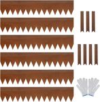 Worth Garden 6 Pack Cor-Ten Steel Landscape Edging w/Rust Patina Finish - 40" L x 8" H Strips - Hammer-in 14-Gauge Metal Corten Edging Border w/ 7 Clips & Gloves - Edge for Lawn Yard (20Ft Total)