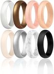 ROQ Silicone Rubber Wedding Ring for Women, Dome Solid Glitter & Metallic, Breathable Silicone Wedding Band, Anniversary Rings, Promise Ring, Multi Packs, Multi Colors, 5, Silicone, No Gemstone