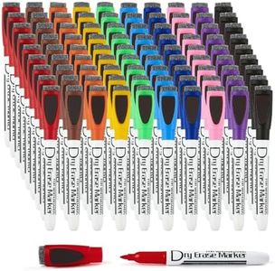 Volcanics Magnetic Dry Erase Markers With Eraser Low Odor Fine Tip Whiteboard Markers White Board Pens Pack of 90,10 Colors for Office Home and School