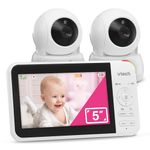 VTech VM924-2 Pan & Tilt Video Baby Monitor with 2 Cameras, 5" LCD Screen, Up to 17 Hrs Video Battery Life(2600 mAh), 1.33x Zoom, Night Vision, Best-in-Class 1000ft Range, Soothing Sounds, 2-Way Talk