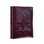 Fair Trade Tree Of Life Design Genuine Leather Journal Writing Notebook - 13.5 x 18.5 cm - Handmade & Eco Friendly, Antique Brown Leather Bound Vintage Diary For Men and Women