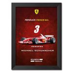 TenorArts Michael Schumacher Poster Frame Ferrari F2003 GA F1 Racing Car 2003 edition Formula One Photo Framed Painting with Matt Finish Black Texture (12 inches x 9inches)