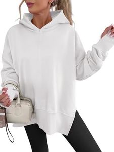 ANRABESS Hoodies for Women Oversized Thumb Hole Sweatshirts,White,L