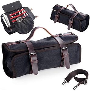 TREELF 13-Pieces Portable Bartender Bag Travel Bartender Bag Canavs Bar Kit Bag for Carrying Bar Tools Perfect Storage,Travel Bar Set for Home Cocktail Making, Work, Parties, Camping (Bag with Tools)