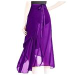 Baisdan Women Ballet Wrap Skirt Chiffon Ballet Skirt Sheer Long Dance Skirt Ballet Dance Dancewear Purple