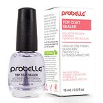 Probelle Top Coat Sealer, Quick Dry Nail Polish Top Coat, High Shine Glossy Nail Finish, Instantly Forms Clear Barrier For Enamel Protection, Fast Dry Manicure, Long Lasting Results, 0.5 fl oz/ 15 mL