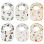 Bibs for Baby Boy, Organic Muslin Cotton Baby Drool Bibs, Snap Lap-shoulder Baby Feeding Bibs Waterproof, Sweet Baby Essentials Gifts for Unisex Newborn, 6 Pack