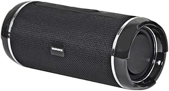 Magnavox MMA3762-BK Portable Bluetooth Horizontal Stereo Speaker in Black, Total 4W RMS Output (2 x 2W), Built-in USB/Micro SD Slot for Audio Playback, Volume Control Button, Power ON/Off Button