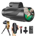 Gosky 12x50 Monocular for Adults, Monocular Telescope with BAK4 Prism & FMC Lens,Lightweight Monocular Ideal for Bird Watching Hunting Wildlife Hiking Traveling-Black