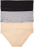 Motherhood Maternity Women's 3 Pack Fold Over Brief Panties Black, Nude, Flat Grey/Multi Pack 2X