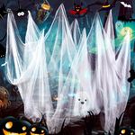 Wzone Halloween Creepy Cloth 215 x 500 CM (84 x 197 in), White Scary Spooky Muslin Cotton Halloween Party Cover Decorations for Haunted Houses Party Doorways Outdoors