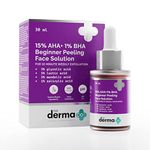 The Derma Co 15% AHA + 1% BHA Beginner Repairing, Radiant Skin, Exfoliating, Removes Impurities Face Peeling Solution for 10-Minute Weekly Exfoliation - 30ml(dermaco)