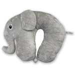 DC DECORIO- A UNIQUE PRODUCT RANGE Kids Travel Polyester Pillow,Elephant Fur With Snap,U-Shaped Airplane Car Flight Head Neck Support Pillow With Washable Cover For Adults Toddler (Gray)