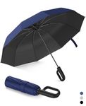 GaxQuly Umbrella for Men Women || Folding Umbrella With Carabiner Handle || 10 Reinforced Ribles || Windproof and Sunproof || Auto Umbrella Big Size for Men/Women/Kids (Blue)