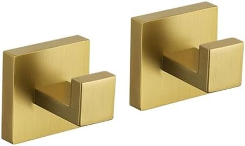 TURS Towel Hooks Clothes Robe Hook per Bagno Cucina Garage Acciaio Inox Wall Mounted 2 Pack, Cromo Wall Mounted Oro spazzolato