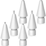 Replacement Tips Compatible with Apple Pencil, Upgraded No Wear Out Metal Tips Compatible with Apple Pencil 1st/ 2nd Gen/USB-C Pencil Tip(6 PCS)