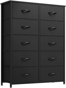 YITAHOME 10-Drawer Fabric Dresser, Furniture Storage Tower Cabinet, Organizer for Bedroom, Living Room, Hallway, Closet, Sturdy Steel Frame, Wooden Top, Easy Pull Fabric Bins(Rustic Brown)