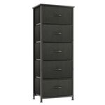 CAIYUN Chest of Drawers for Bedroom with 5 Drawers, Fabric Storage Drawer, Tall Black Hallway Storage Unit