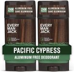 Every Man Jack Pacific Cypress Men’s Deodorant - Stay Fresh with Aluminum Free Deodorant For all Skin Types - Odor Crushing, Long Lasting, with Naturally Derived Ingredients - 3oz (2 Pack)