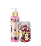 Eternia® Bulgarian Rose Luxury Bath & Shower Gel Moisturising Bodywash & Garden of Roses Jar Candle Combo