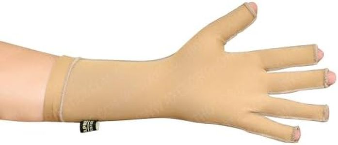 Medical Compression Hand Glove upto Mid-fore Arm || Open Fingers || MODERATE COMPRESSION || COTTON || UNISEX || BURN Recovery Support || Control Swelling || (Large- Right Hand, Beige)