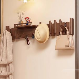 Tlongxia Innovate Moon Walnut-12 Hooks Wall Mounted Coat RackHooks Piano Key Hangers Natural Solid Wood Hanger Non-Woven Fabric Clothes Hangers for Closet, Kitchen, Bedroom, Bathroom, Entryway