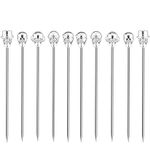 DEEKOUDT Skull Cocktail Picks Martini Picks Reusable Olive Picks Garnish Skewer Fruit Toothpicks Pack of 10 (Silver)