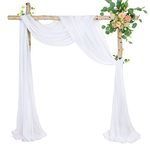 Wedding Arch Drapes Fabric 3 Panels 18.3FT White Sheer Fabric Backdrop Curtain for Wedding Decorations for Backyard Ceremony