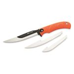 OUTDOOR EDGE RazorMax - Replaceable Fixed Blade Hunting Knife with 3.5" and 5" Blades, Belt Sheath and Detachable Blade Carrier (Orange, 6 Blades)