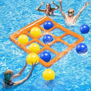Pool Toys Games Set- Tic-Tac-Toe Inflatable Pool Toy with 10 Balls - for Adults Teens Kids 2-10 Players