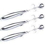 Dr.Fish 3pcs Sea Fishing Lure Vertical Diamond Jigging Spoons 30g for Mackerel Cod Bass Pike Sea Fishing Tackle with Treble Hooks Casting Fishing Spinners Metal Jigs(Colorado Blade)