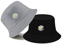JAZAA Unisex Cotton Bucket Hat (BUC110_Black, Grey_Free Size)