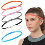 Proberos® 6Pcs Sports Headbands, Stretchy Headbands Fashion 6-Color Sweat Headbands for Men Women Silicone Liner Anti-slip Sport Headbands for Yoga, Running, Workout