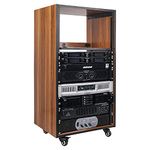 Sound Town DIY 20U Studio Rack with Furniture Grade Walnut Laminate, Rubber Feet, Casters (SDRK-20WN)