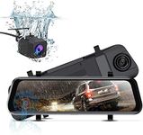 ITRUE X10 Waterproof Backup Camera 10" Mirror Dash Cam Video Streaming Rear View Mirror Dual-Lens 1080P Camera with Travel Apse